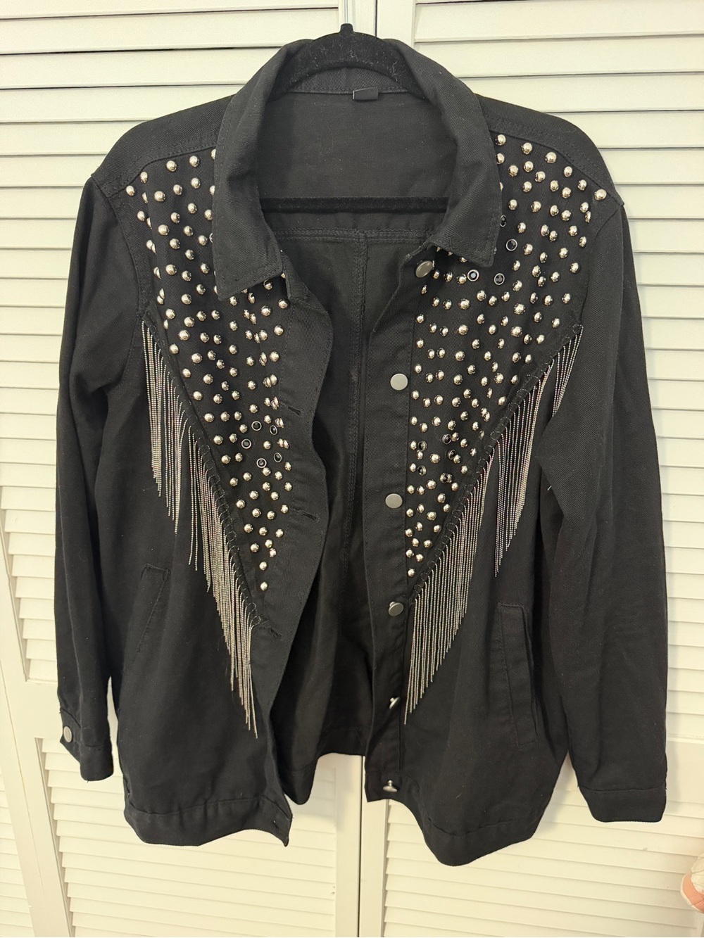 Studded Fringe Black Women's Jacket Size XL